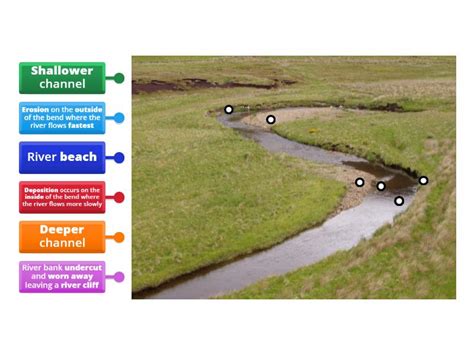 Formation of a meander - Labelled diagram