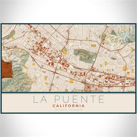 La Puente - California Map Print in Woodblock — JACE Maps