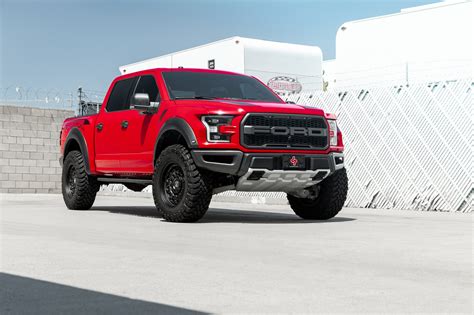 Bold Red F-150 Raptor Looking Mean on Black Rhino Wheels — CARiD.com Gallery