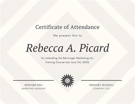 Template Certificate Of Attendance