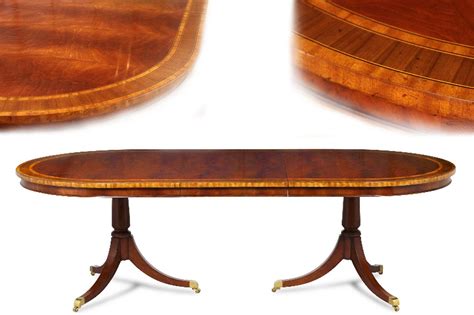 Large Oval Mahogany Double Pedestal Dining Room Table with Leaves | eBay