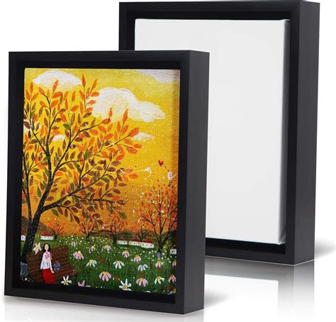 Blank 8''x10'' Stretched Canvases with Floating Frames of 2 Pack, Gallery Wooden Floater Frame ...