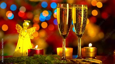 New Year Celebration. with Two Champagne Glasses Stock Video | Adobe Stock