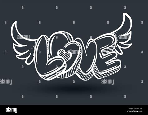 Love drawing 3D style with heart arrow. Vector illustration for love concept wedding and ...