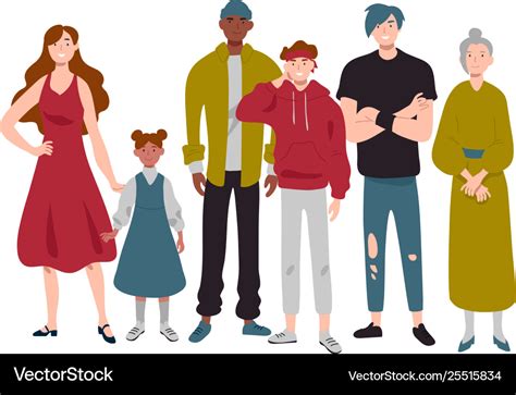 Group people different ages childhood youth Vector Image