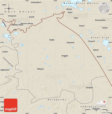 Shaded Relief Map of Pavlodar