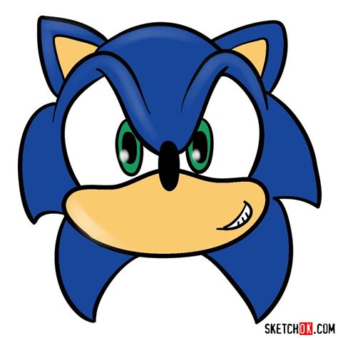 How to draw Sonic's head (front view) - Sketchok easy drawing guides