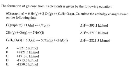 Solved The formation of glucose from its elements is given | Chegg.com