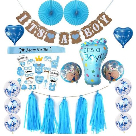 Baby Shower its a boy Party Decoration Set and Game Ideas - Gifts 64 Pcs (ITS A BOY) Baby Shower ...