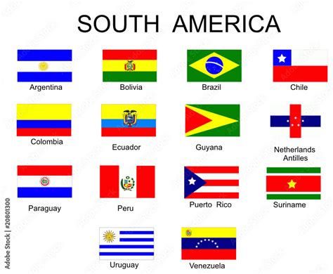 List of all flags of South America countries vector de Stock | Adobe Stock