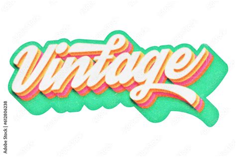 Word Vintage paper cut-out in retro three-dimensional script lettering ...