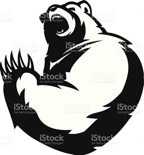 "Stylized powerful bear mascot, black and white version." | Mascot, Free vector art, Vector art