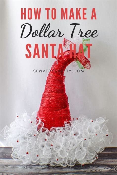 How to Make a Dollar Tree Santa Hat | Deco mesh christmas wreaths, Diy christmas hats, Dollar ...