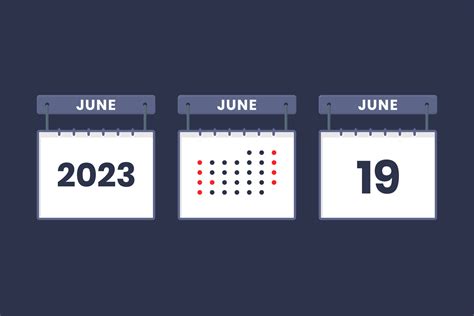 2023 calendar design June 19 icon. 19th June calendar schedule ...