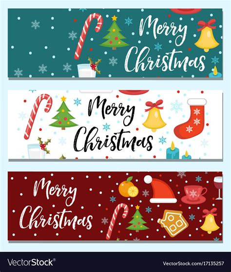 Merry christmas set banners template Royalty Free Vector