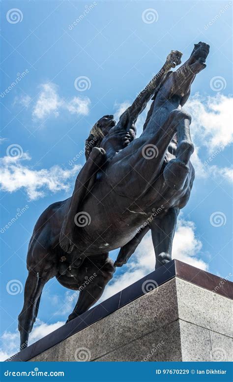 Statue of a Native American on a Horse Stock Image - Image of cloud, figure: 97670229