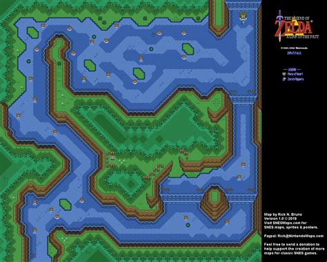 The Legend of Zelda: A Link to the Past - Zora's Falls Map (Labeled) - SNES Super Nintendo