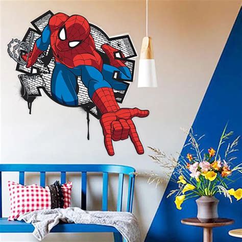 % 3D cartoon Spiderman Wall Decals Removable PVC Wall stickers Mural For kids Room bedroom home ...