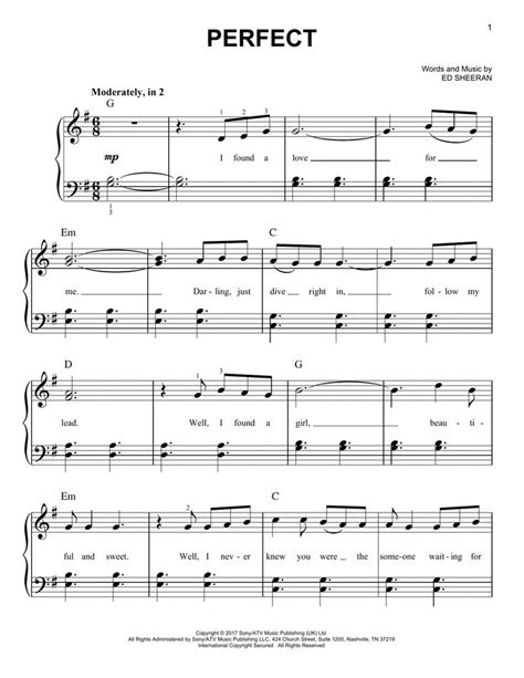 Ed Sheeran 'Perfect' Sheet Music Notes, Chords, Score. Download Printable PDF. | Violin sheet ...