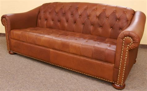 Custom Camel Tufted Leather Sofa by Dakota Bison Furniture | CustomMade.com