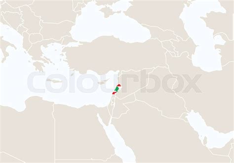 Asia with highlighted Lebanon map. | Stock vector | Colourbox