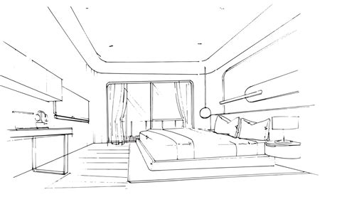 sketch drawing master bedroom.,Modern design,vector,2d illustration 8452634 Vector Art at Vecteezy