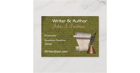 Professional Writers Business Card | Zazzle