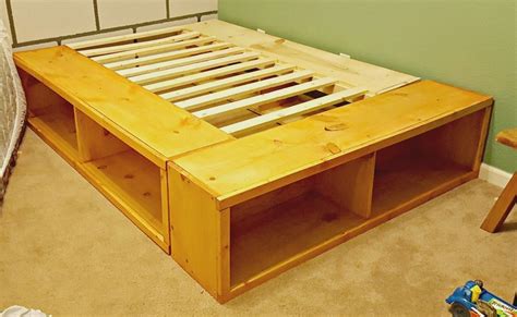 DIY Full Size Bed Frame with Storage | Diy full size bed frame, Full bed frame diy, Bed frame ...