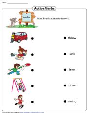 Action Verbs Worksheet 1st Grade