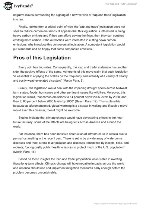 The "Cap and Trade" Legislation - 1681 Words | Research Paper Example