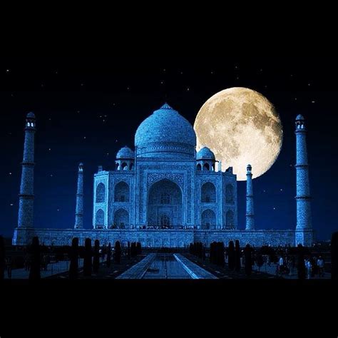 Beauty. Full Moon upon the Taj Mahal. grapher unknown., Taj Mahal Night HD phone wallpaper | Pxfuel