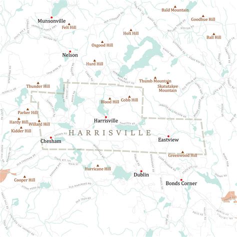 NH Cheshire Harrisville Vector Road Map Digital Art by Frank Ramspott - Pixels