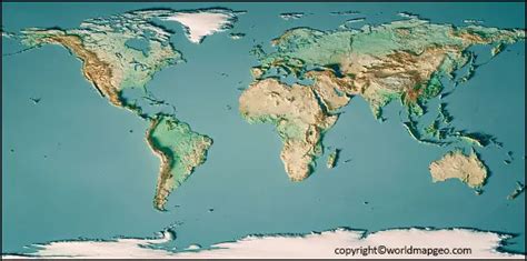 World Topographic Map 3D Colors in Labeled & Interactive