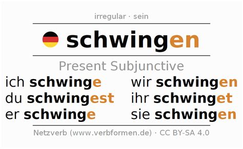 Present Subjunctive German "schwingen" - All forms of verb, rules, examples | Netzverb Dictionary