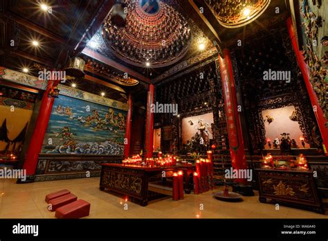 Interior of Vihara Satya Dharma, Chinese Buddhist temple, honoring ...