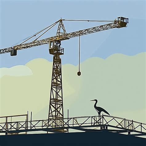 A Large Crane Resting On A Large Green Roof Background, Crane, Construction, Construction Site ...