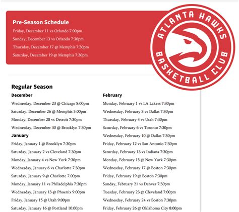 Printable 2020-21 Atlanta Hawks schedule (and TV schedule ...