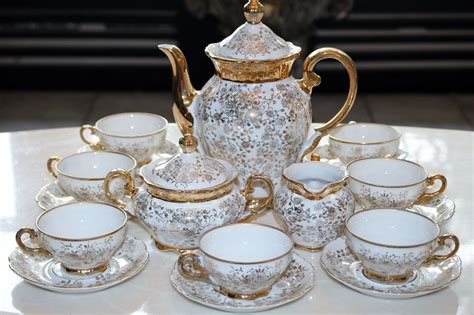 VINTAGE 13 PIECES GILDED FINE CHINA TEA SET FALLIN SALVREAM BAVARIA ...