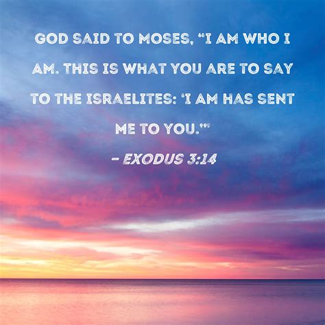 Exodus 3:14 God said to Moses, "I AM WHO I AM. This is what you are to ...