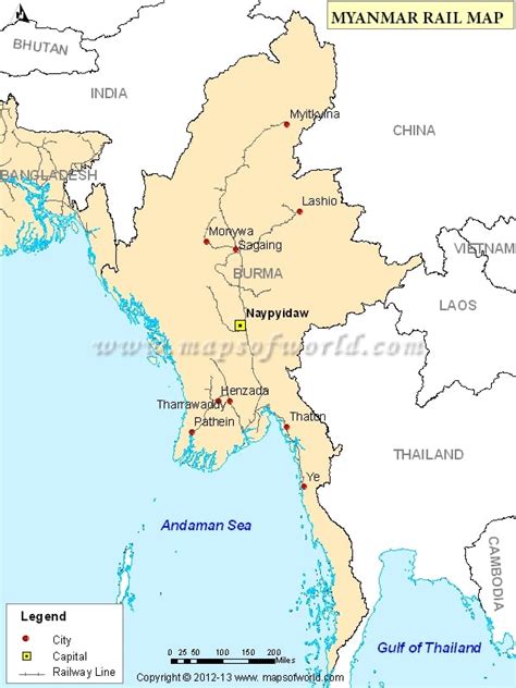 Myanmar Rail Map, Railway Map of Myanmar