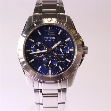 Citizen Blue Dial Chronograph WR100 Stainless Steel Men's Watch ...