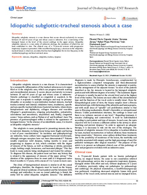 Fillable Online Idiopathic subglottic-tracheal stenosis about a case ...