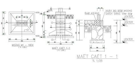 Concrete Foundation Plan And Section Drawing Download Free DWG File - Cadbull