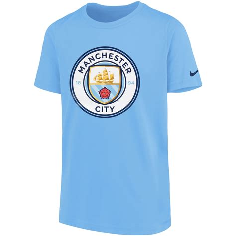 Manchester City Nike Youth Crest T-Shirt - Light Blue