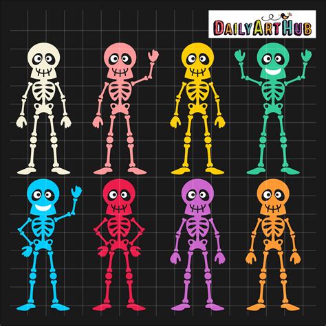 Halloween Funny Skeletons Clip Art Set – Daily Art Hub // Graphics, Alphabets & SVG | Art hub ...