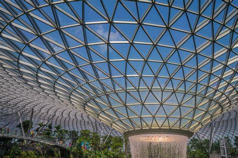 Jewel Changi Airport Indoor Rain Vortex Waterfall, Singapore. Stock ...