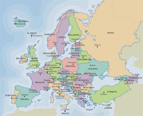 Mapa político de europa para estudiantes