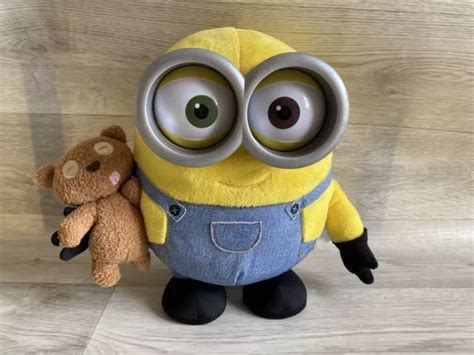 RARE MINIONS TALKING Bob With Teddy Bear Soft Plush Toy Light Up Cheeks ...