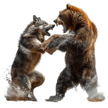 Wild Dog Wolf Fighting Grizzly Bear, Wild Dog, Wolf, Canine PNG ...