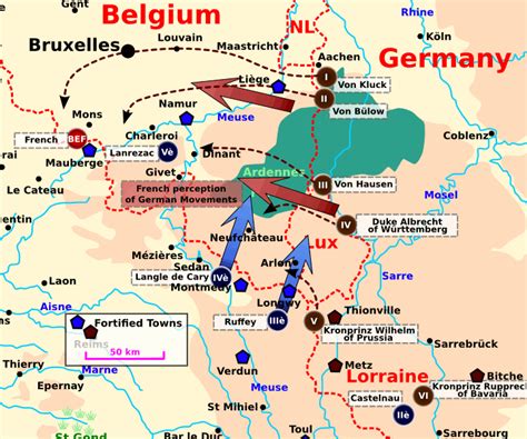 Map: The French counter attack, Ardennes 1914